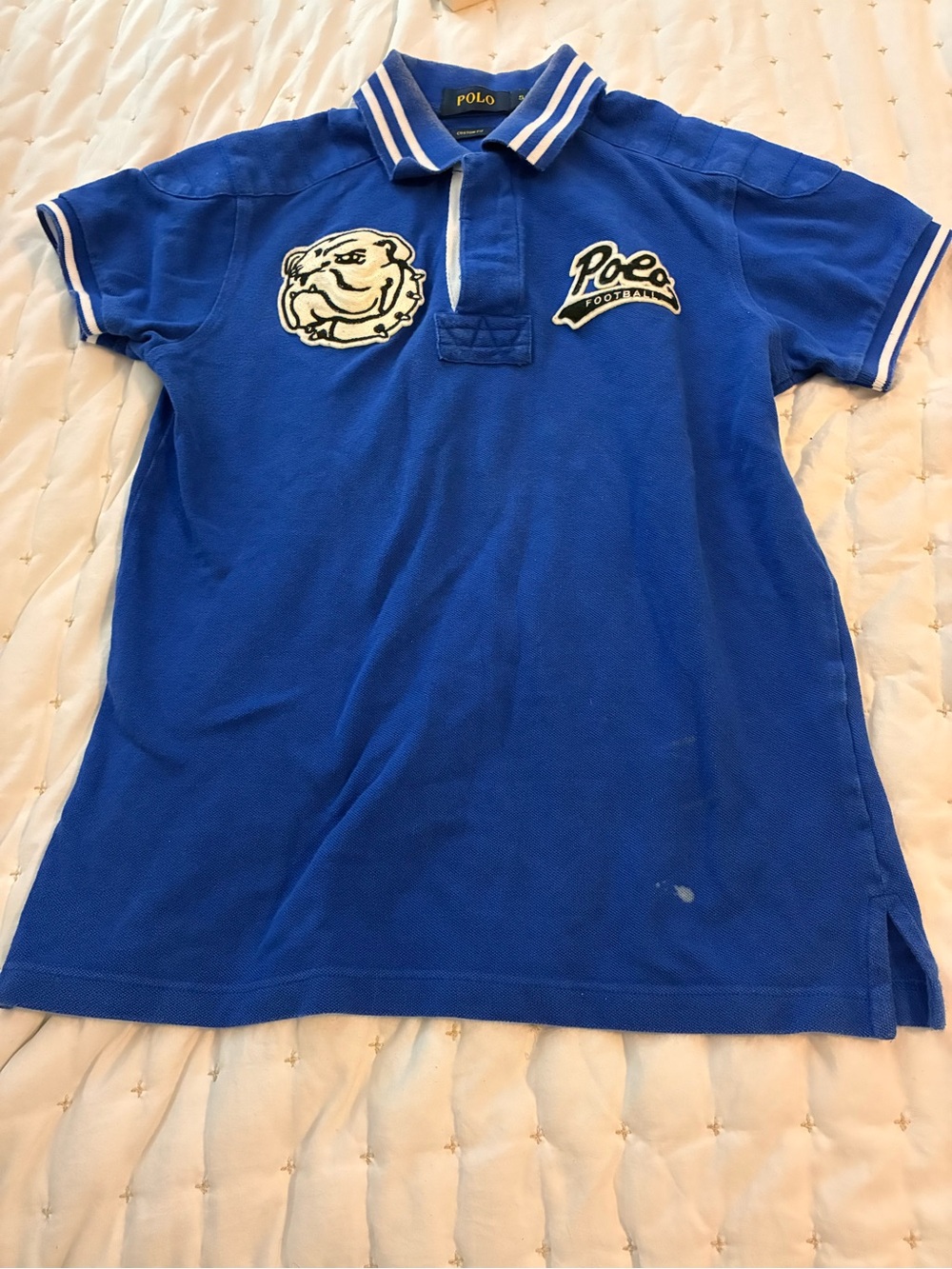 Rare Polo vintage Ralph Lauren Royal Blue Short-Sleeve Rugby Polo w/ White Trim